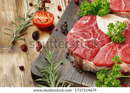 Raw meat slice for grill with seasoning