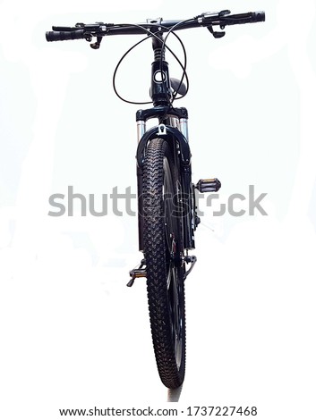 black bike in front, on a white background