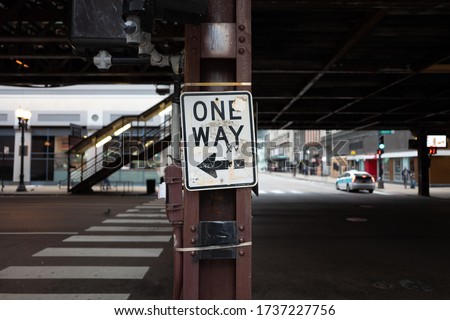 One Way Sign in Chicago, USA