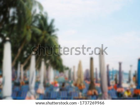 Blur background beautiful sea at BANGSEAN BEACH, CHONBURI, THAILAND.