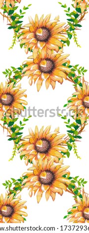 vertical seamless border with sunflower wreath,perfect to use on the web or in print