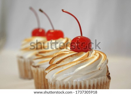 Close up cupcake with burnt meringue