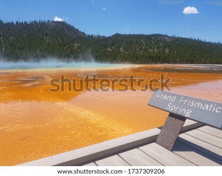 A picture of the Grand Prismatic Spring orange view.