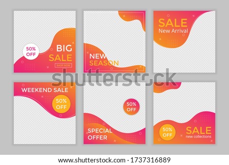 Editable template post for social media ad. web banner ads for promotion design with gradient color. 