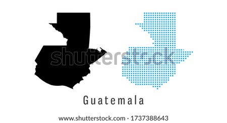 Vector set map of Guatemala black and blue dots.