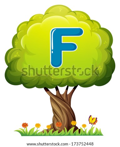 Illustration of a tree with a letter F on a white background