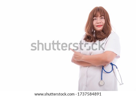 Nurses hold medical stethoscope. With a cheerful, cheerful personality Ready for work. With a smiley face. isolated on white studio background, healthcare concept. 