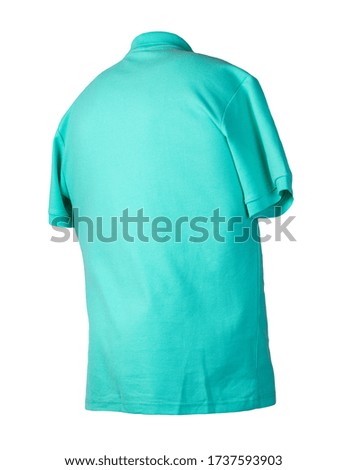 short sleeved green t-shirt with button-down collars isolated on white background cotton shirt . Casual style