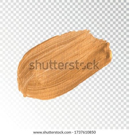 Gold paint brush stroke isolated on transparent background. Vector illustration.