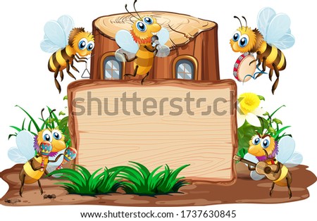 Border template design with insects in the garden background illustration