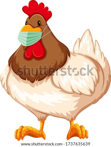 Chicken cartoon character wearing mask illustration
