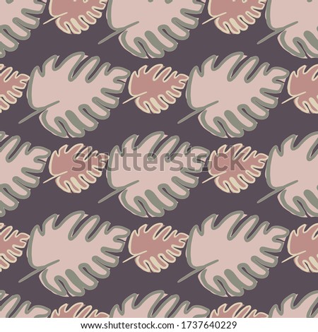 Monstera leaf seamless pattern. Geometric exotic jungle wallpaper. Design for fabric, textile print, wrapping paper, cover. Tropical leaves vector illustration.