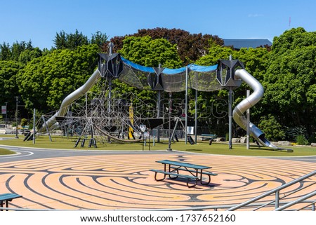 Seattle center artist at play Empty play ground with no kids due to covid-19 Royalty-Free Stock Photo #1737652160