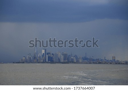 Stormy view of Manhattan from the coast