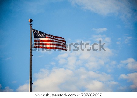USA flag waving in the sky 