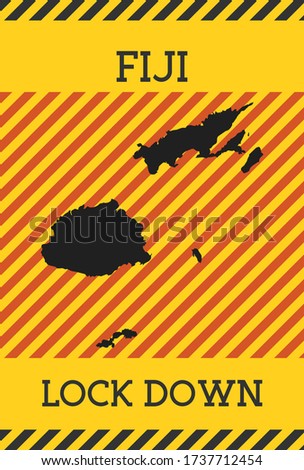 Fiji Lock Down Sign. Yellow country pandemic danger icon. Vector illustration.
