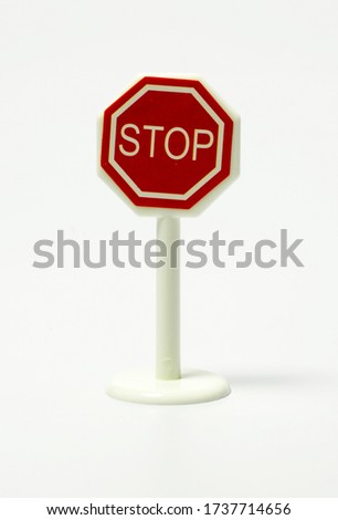 Traffic sign toys on white background