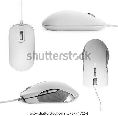 Modern computer mouse collection on white background