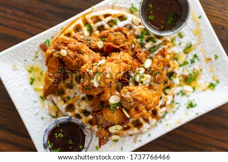 brunch chicken and waffles soul food Royalty-Free Stock Photo #1737766466