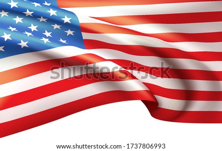 Background waving in the wind American flag. Background for patriotic national design. Vector illustration EPS10