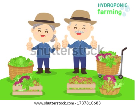 Funny Farmer and Hydroponic Farming Vector