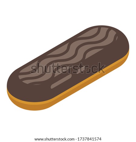 Chocolate eclair icon. Isometric of chocolate eclair vector icon for web design isolated on white background