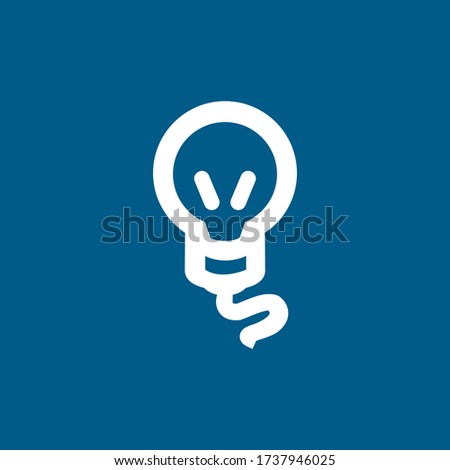 Light Bulb Icon On Blue Background. Blue Flat Style Vector Illustration.