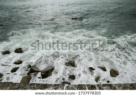 The white foam of stormy wave at the coast of the Black sea