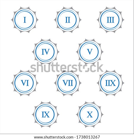 Colorful info-graphic roman numbers can be use to create presentation. Bullet points roman numbers one to ten. Round shape vector numbers.
