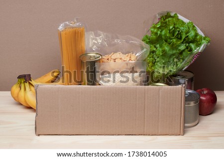 Food donations with empty cardboard
