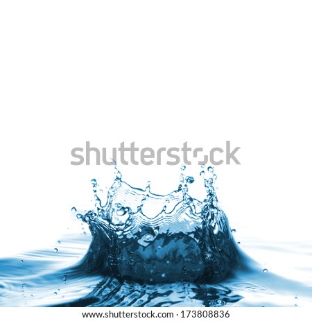 Very beautiful water splash like a crown on a white background.