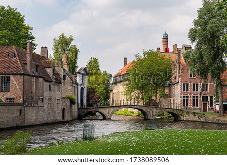 Historic Medieval Beautiful Canal Old Town of Bruges (Brugge) Belgium Flemish Region Belgium