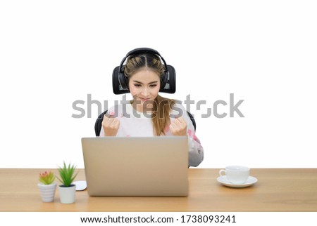 Young lady relax at her working place in modern at home.