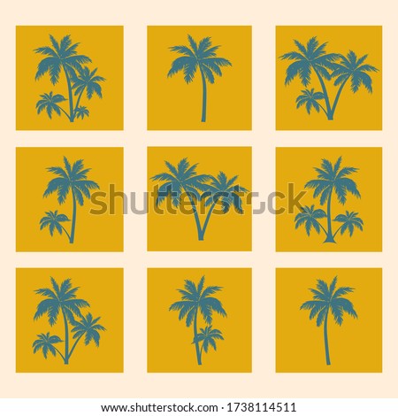 Palm tree icons set. Design elements for logo, emblem or stickers.
