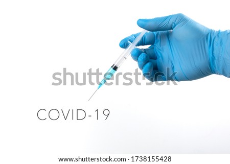 research for the covid-19 vaccine. Syringe with medication prepared for injection