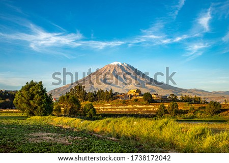 View of Misti volcano in Arequipa, Perú Royalty-Free Stock Photo #1738172042