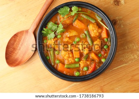 gobi mutter curry, cauliflower mutter curry, gobi masala with green peas indian food, lunch ,dinner Royalty-Free Stock Photo #1738186793