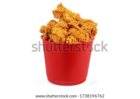 Small Red Bucket Chicken Fried White Background Royalty-Free Stock Photo #1738196762