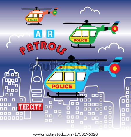 helicopter air patrol vector cartoon for print