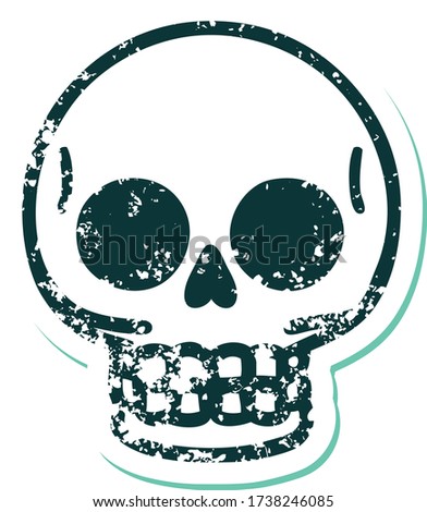 iconic distressed sticker tattoo style image of a skull