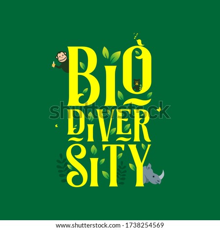 BIODIVERSITY typography design with green color for environment day event . june 5th Royalty-Free Stock Photo #1738254569