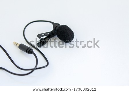 lapel microphone on white background