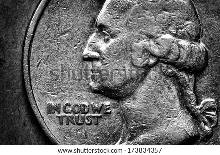 Coin of Silver American Money with words In God We Trust