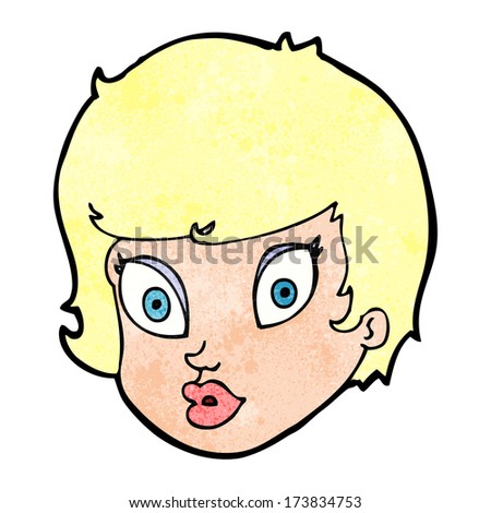 cartoon surprised female face