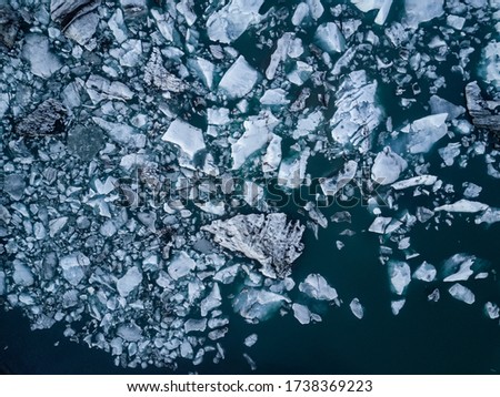 Aerial view on Jokulsarlon glacier lagoon, Iceland