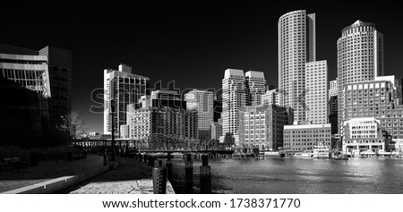 Black and White Photo of Boston Financial District