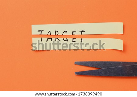 The inscription on the sticker: "TARGET" torn in half on an orange background