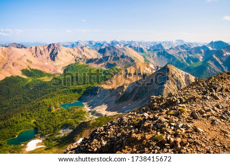 Mountaintop view of the Purcell Mountain Range Royalty-Free Stock Photo #1738415672