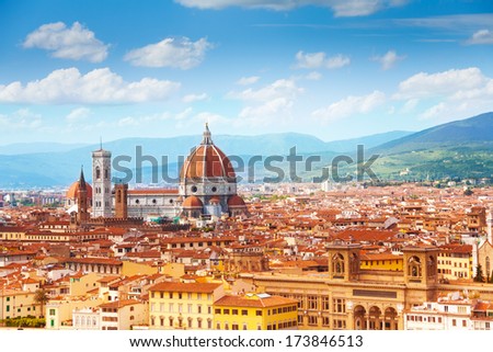Panorama of Florence and Saint Mary of the Flower in Florence  Royalty-Free Stock Photo #173846513