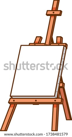 Canvas on wooden stand on white background illustration